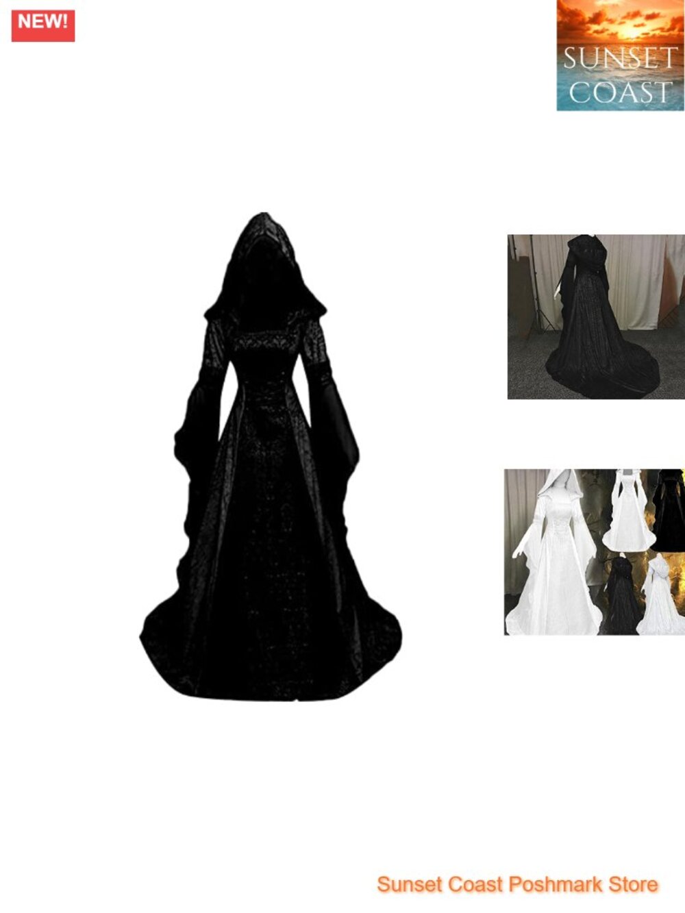Women Hooded Witch Dress Gothic Renaissance Vampire Costume